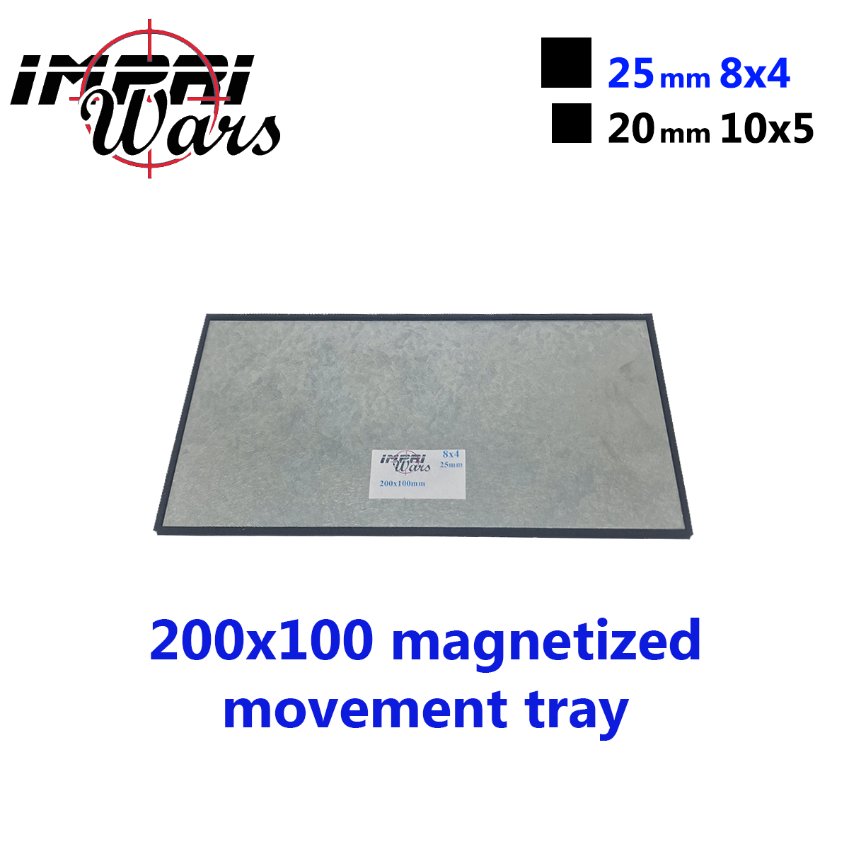200 × 100 mm magnetic movement tray (8 × 4 25 mm bases; 10 × 5 20 mm bases)