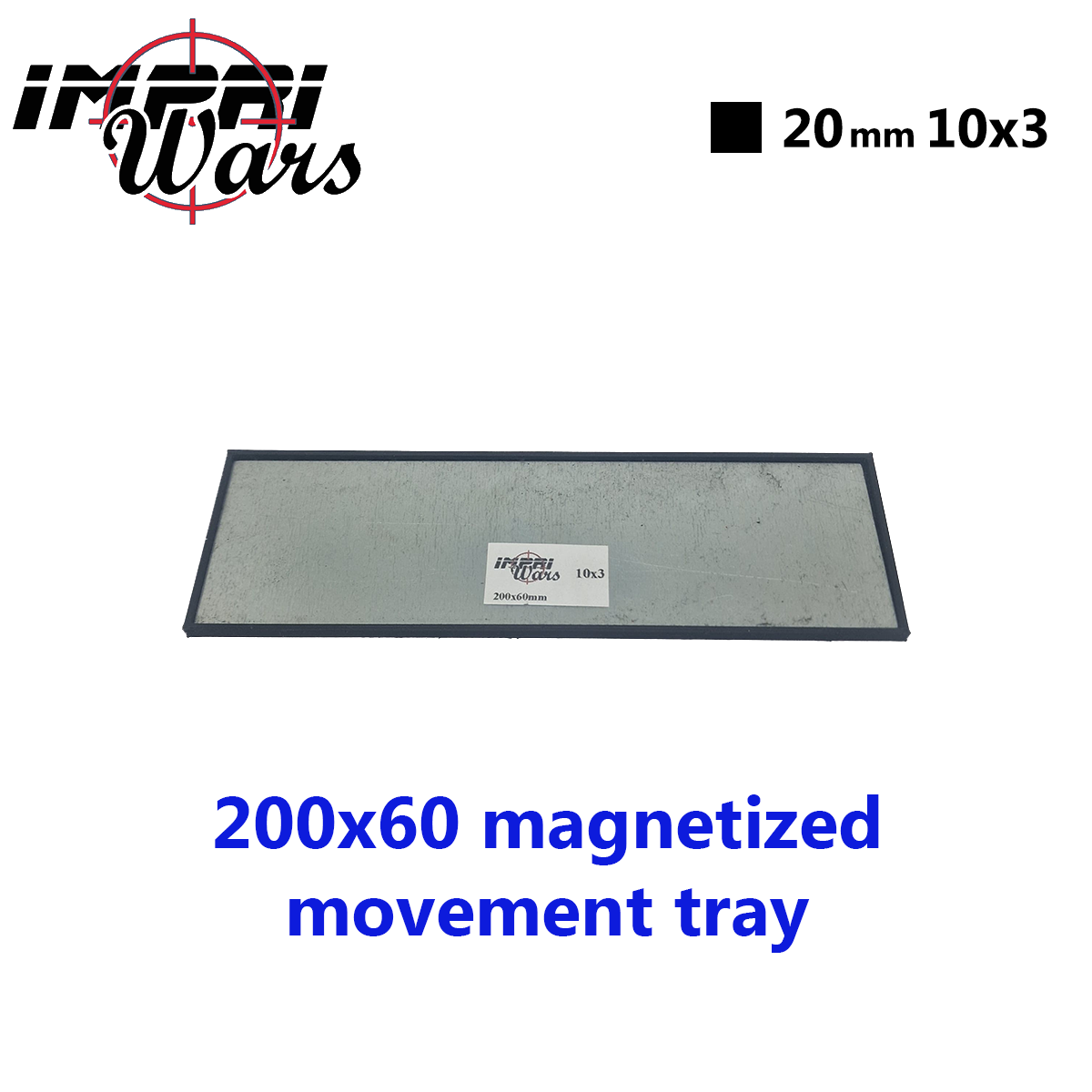 Bandeja de movimiento imantada de 200 × 60 mm (10 × 3 peanas de 20 mm)