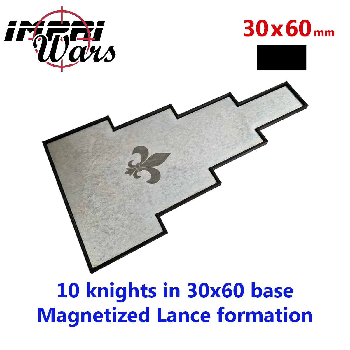 Bandeja de movimiento imantada en lanza para 10 miniaturas con peanas de 30 × 60 mm