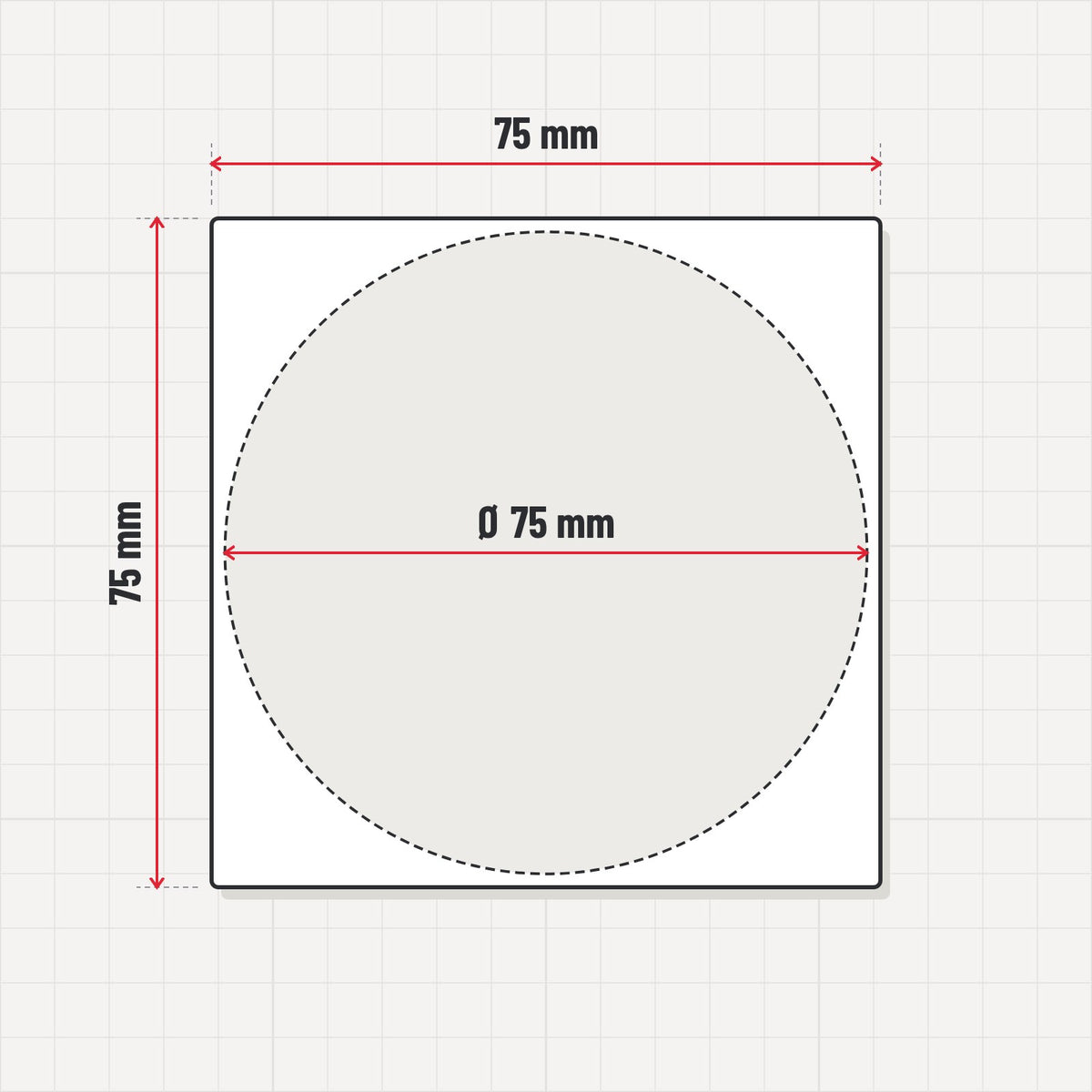Illustration: 75 mm Round to 75x75 mm Square Base Adapter