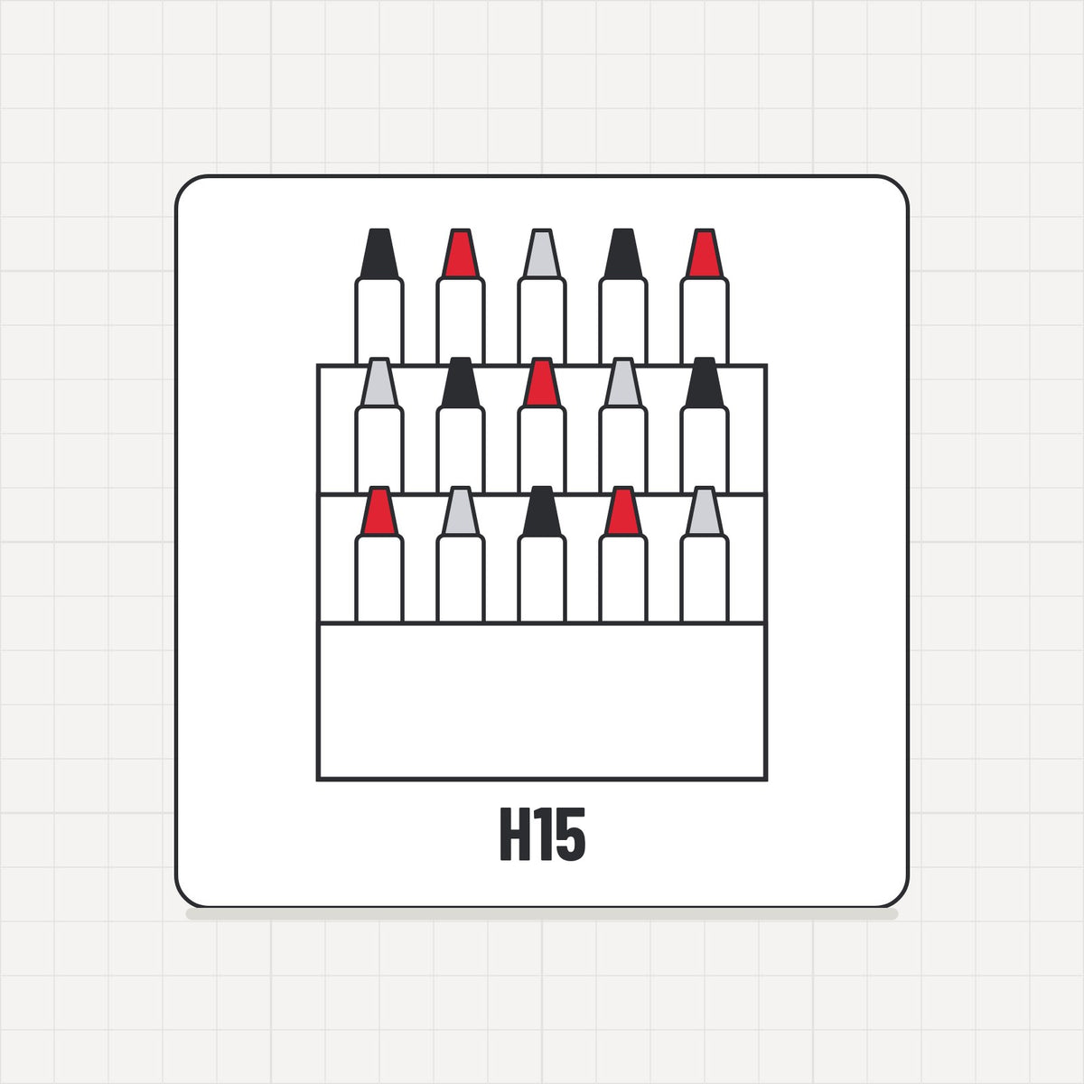 Dibujo ilustrativo: Organizador de pinturas H15