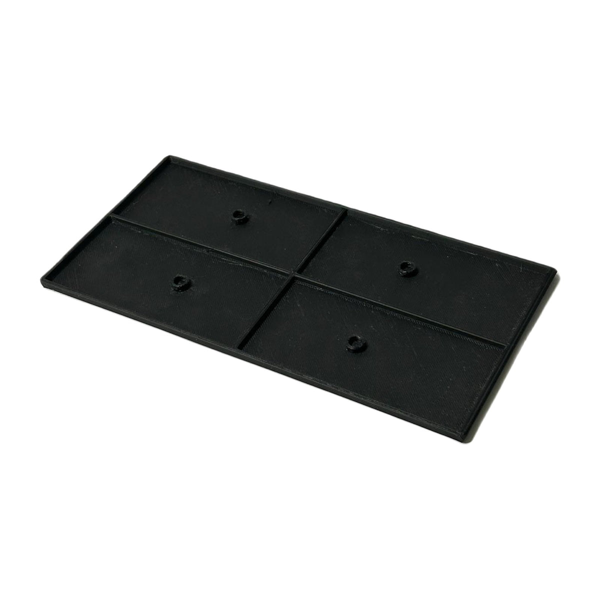 Peana de 100 × 200 mm: vista inferior con refuerzos y anclajes para imán