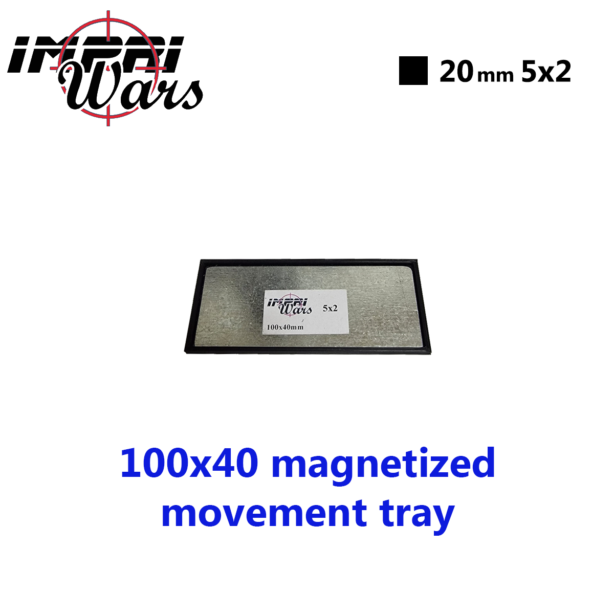 Bandeja de movimiento imantada de 100 × 40 mm (5 × 2 peanas de 20 mm)