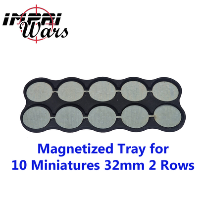 Bandeja de movimiento imantada para 10 peanas redondas de 32 mm, 2 filas