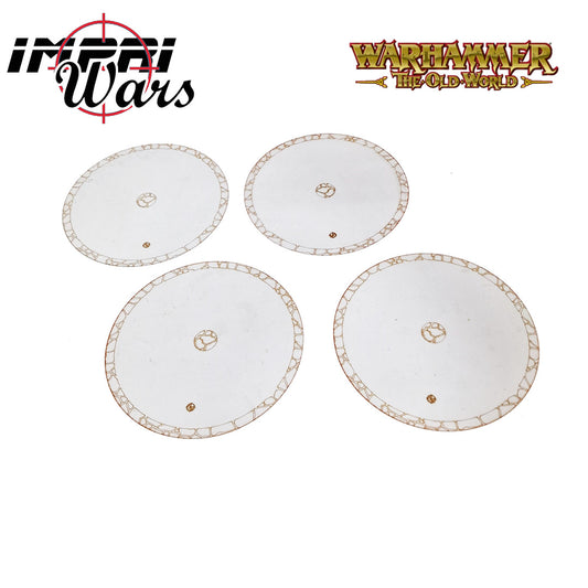 Cuatro plantillas de objetivo circulares y transparentes, con rango de 6 pulgadas, para The Old World.