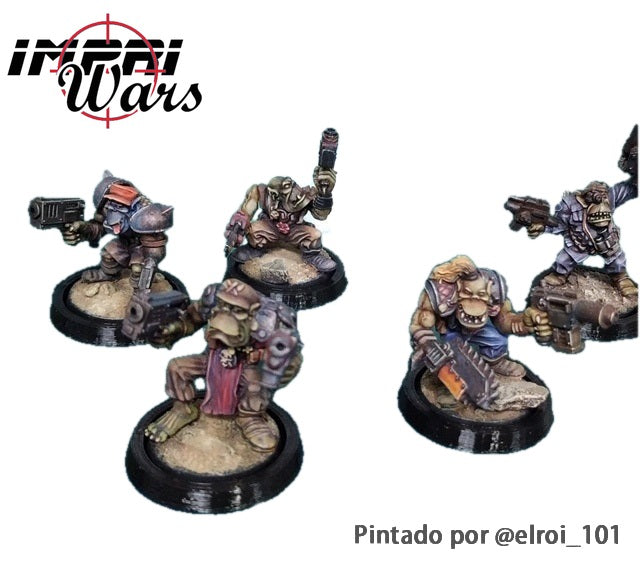 Adaptadores de peana redonda de 25 a 32 mm con miniaturas pintadas por @elroi_101