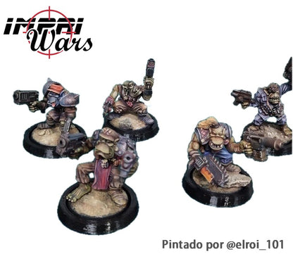 Adaptadores de peana redonda de 25 a 32 mm con miniaturas pintadas por @elroi_101