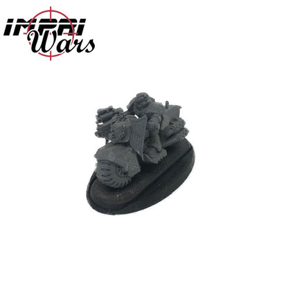 Adaptador de peana de moto antigua a ovalada de 75x42 mm, con la moto montada