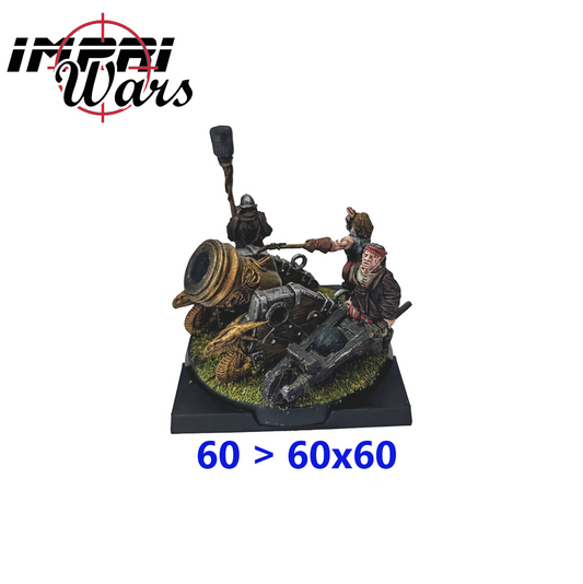 Miniatura montada sobre un adaptador negro de peana redonda de 60 mm a cuadrada de 60x60 mm.