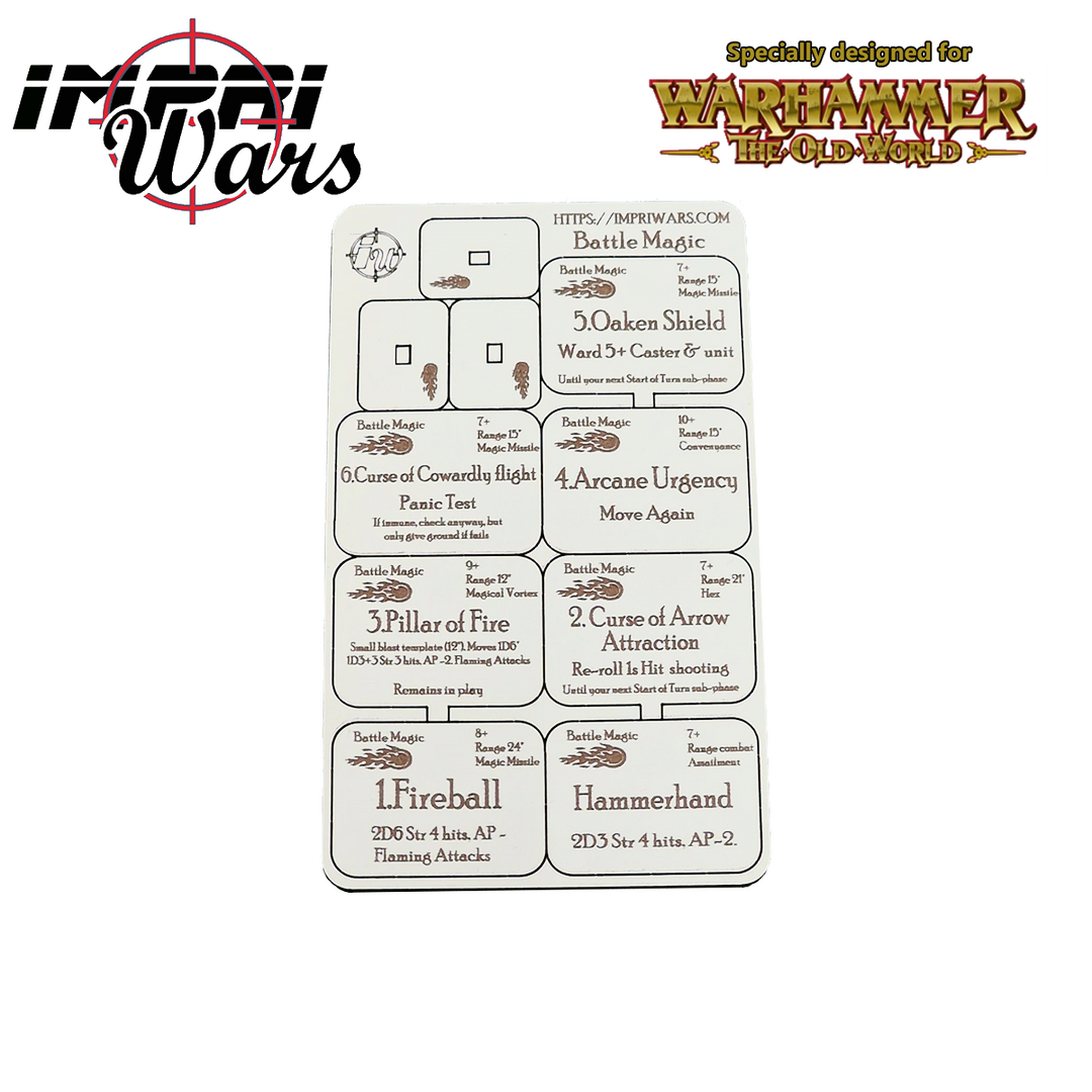Plancha de tokens de magia del saber Magia de Batalla para The Old World.