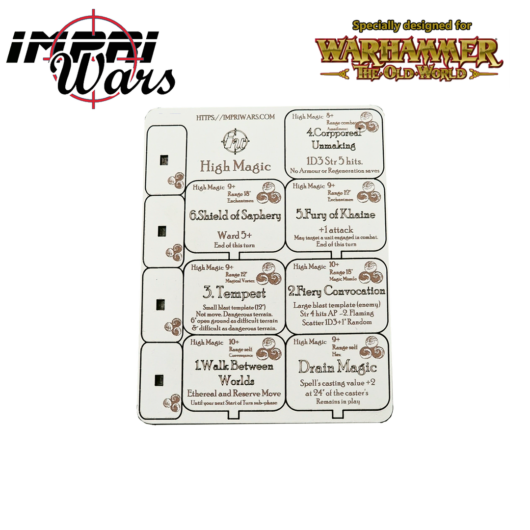 Plancha de tokens de magia del saber Alta Magia para The Old World.