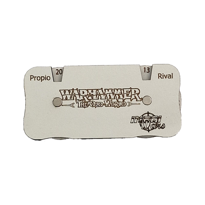 Dial doble de control de objetivos de DM con zonas marcadas para jugador propio y rival.