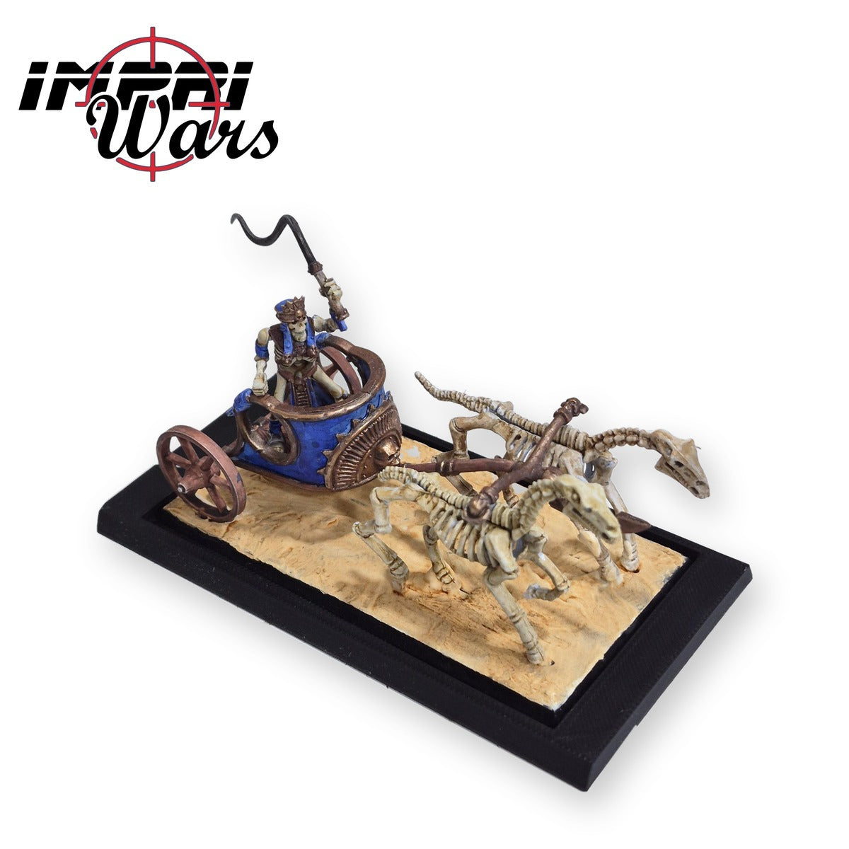 Adaptador de peana de carro 50x100 a 60x120 mm con un carro de los Reyes Funerarios montado
