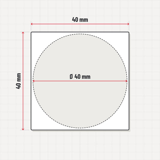 Dibujo ilustrativo: Adaptador de peana redonda de 40 mm a cuadrada 40x40 mm
