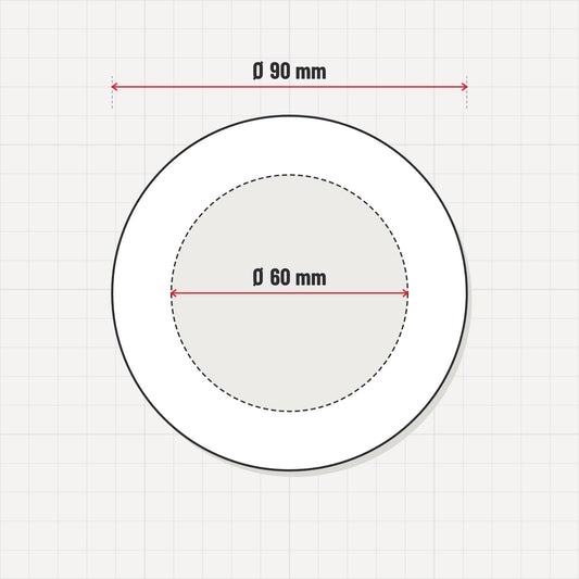 Dibujo ilustrativo: Adaptador de peana redonda de 60 a 90 mm