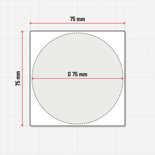 Dibujo ilustrativo: Adaptador de peana redonda de 75 mm a cuadrada 75x75 mm