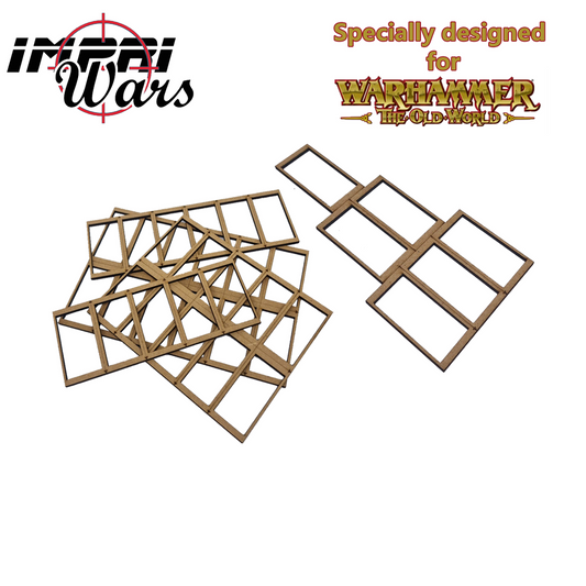 Varios marcos adaptadores de bandeja de caballería de 25x50 a 30x60 mm en DM.