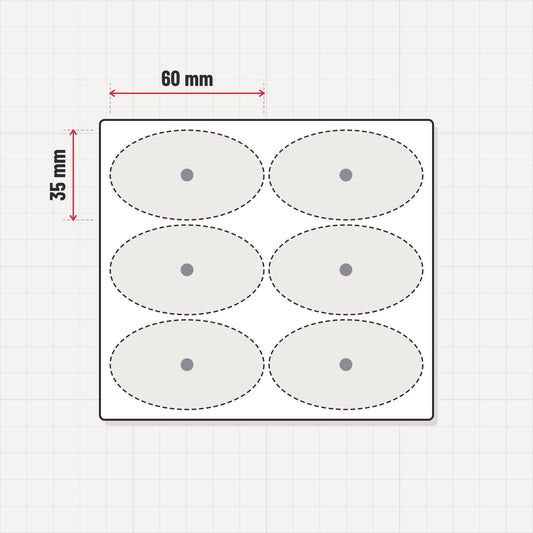 Dibujo ilustrativo: Bandeja de movimiento imantada para peana ovalada 60x35 mm