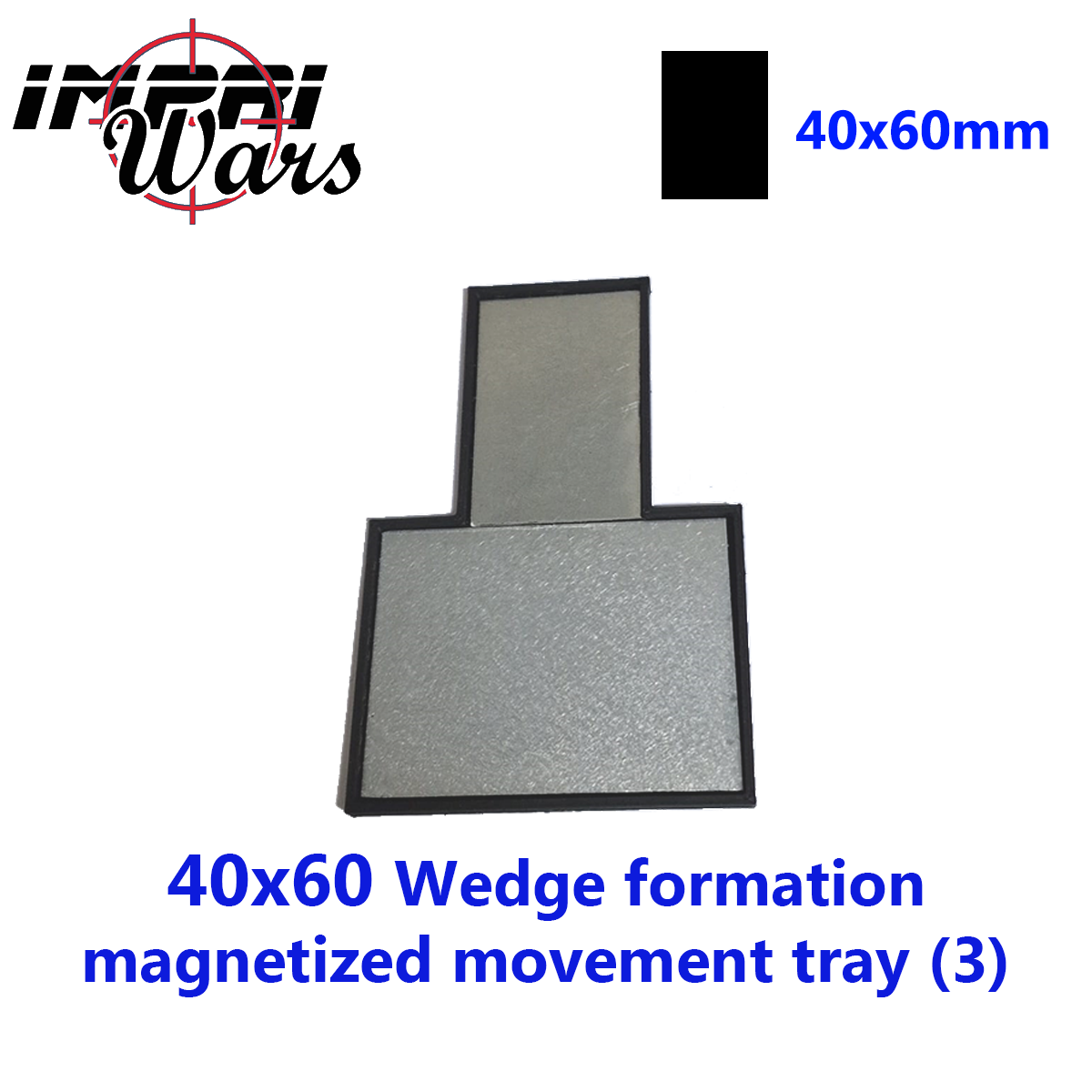 Bandeja de movimiento imantada en lanza para 3 miniaturas con peanas de 40 × 60 mm