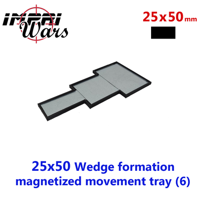 Bandeja de movimiento imantada en lanza para 6 miniaturas con peanas de 25 × 50 mm