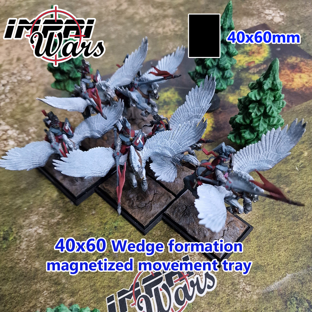 Bandeja de movimiento en formación de lanza para pegasos, peana 40x60 mm