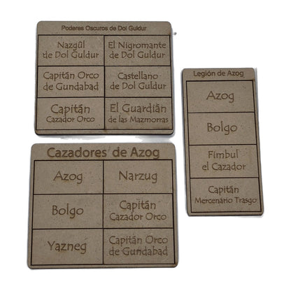 Fichas de héroes MESBG en DM grabado: Poderes Oscuros de Dol Guldur, Cazadores de Azog y Legión de Azog