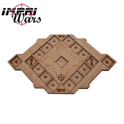 Consola de control de Kill Team 3.0 de DM, con casillas y símbolos grabados.