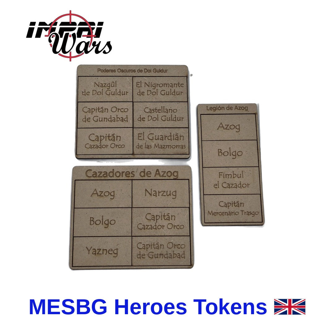 MESBG Heroes Tokens engraved in MDF, English version