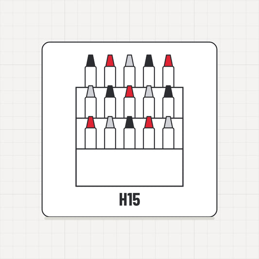 Dibujo ilustrativo: Organizador de pinturas H15