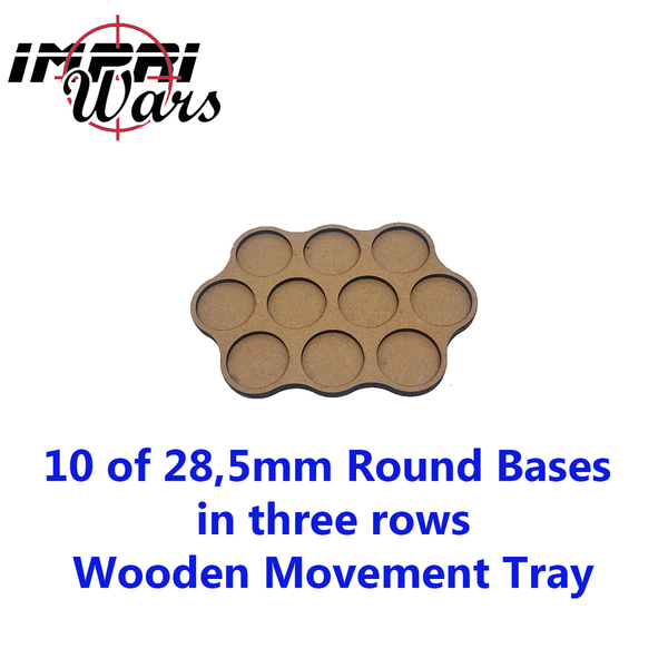10 of 28,5 mm in three rows movement tray